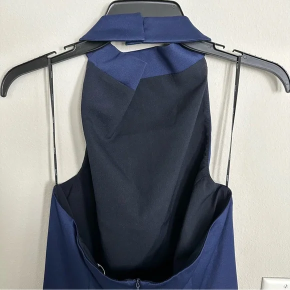 Elliatt - Camo Asymmetric Satin Cocktail Dress in Navy - S - Picture 7 of 8